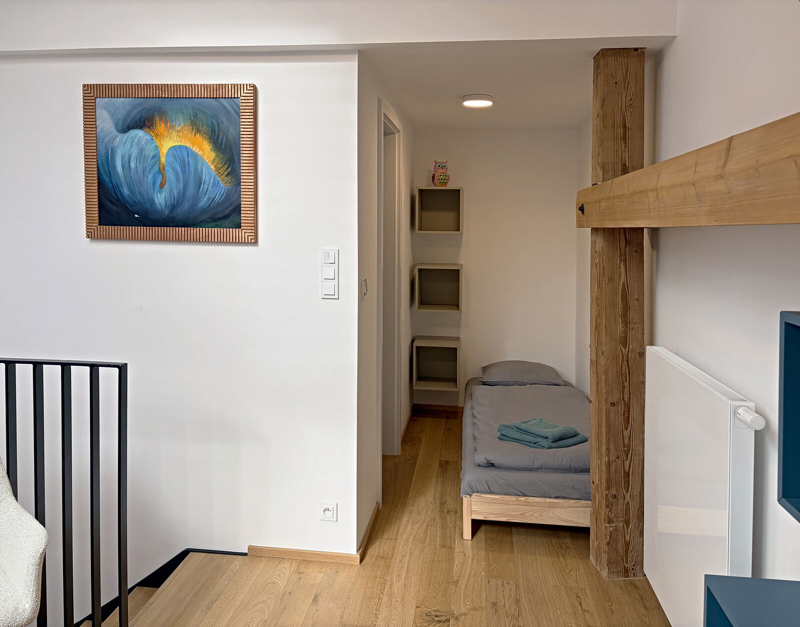 Single bed on the gallery