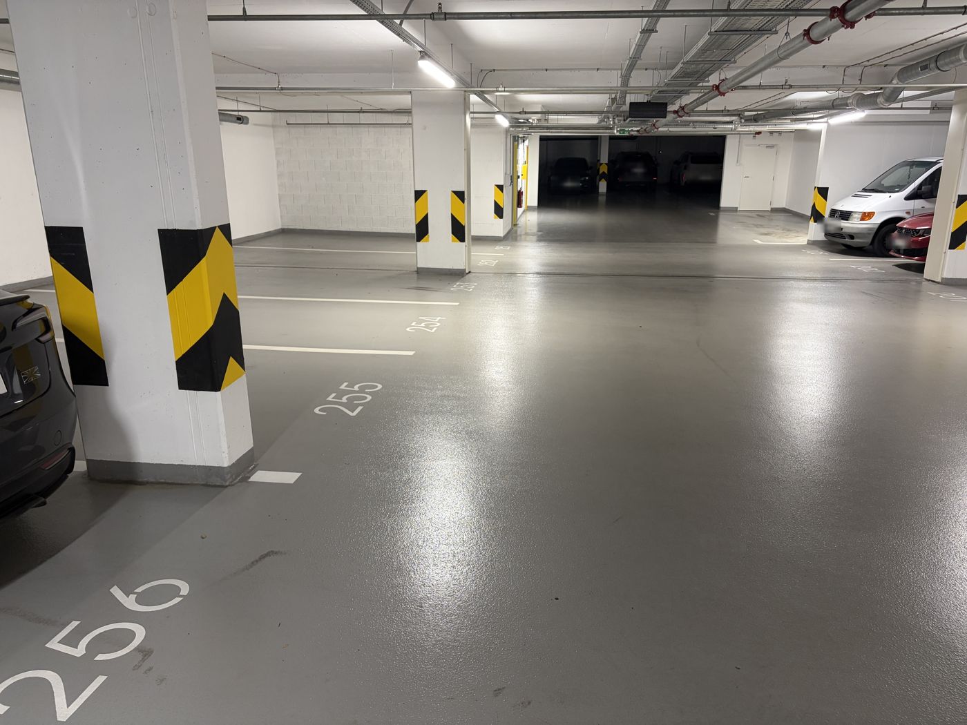 At the bottom of the ramp on level −2 turn left twice straight away and look for